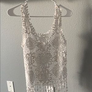 White Fringy Over Top size Medium